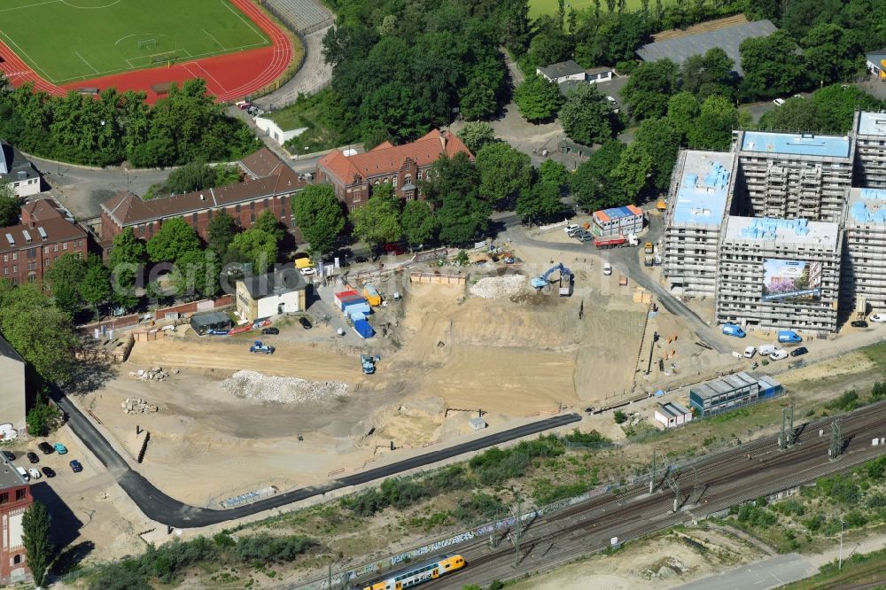 Aerial image Berlin - Construction site to build a new multi-family residential complex Kruppstrasse - Lehrter Strasse in Berlin