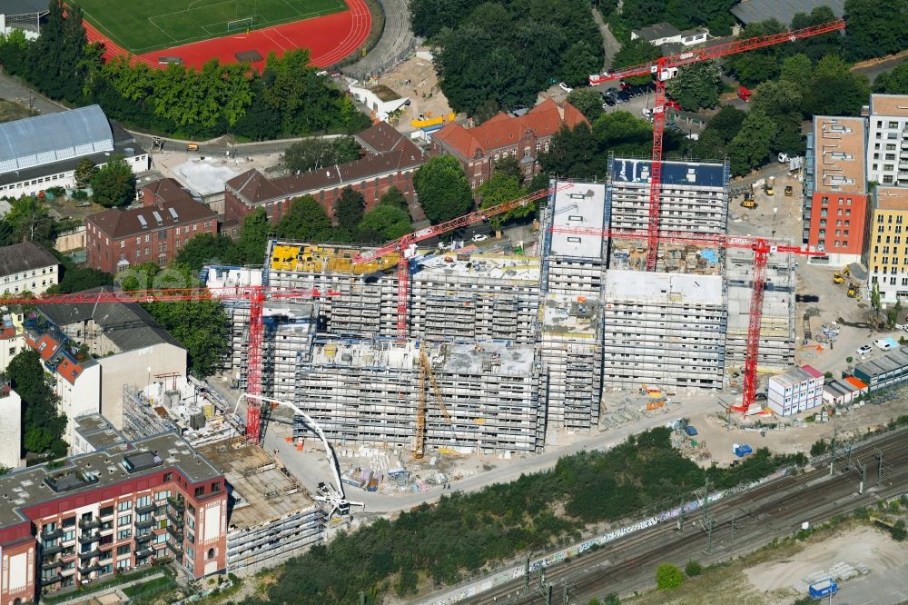 Aerial image Berlin - Construction site to build a new multi-family residential complex Kruppstrasse - Lehrter Strasse in Berlin