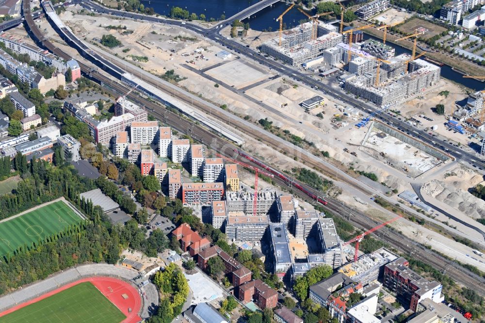 Aerial photograph Berlin - Construction site to build a new multi-family residential complex Kruppstrasse - Lehrter Strasse in Berlin