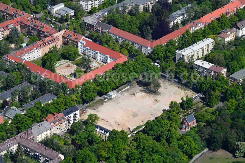 Berlin from above - Construction site to build a new multi-family residential complex Lankwitzer Hofgaerten on Muehlenstrasse in the district Lankwitz in Berlin, Germany