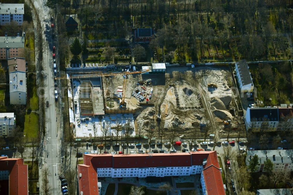 Berlin from above - Construction site to build a new multi-family residential complex Lankwitzer Hofgaerten on Muehlenstrasse in the district Lankwitz in Berlin, Germany