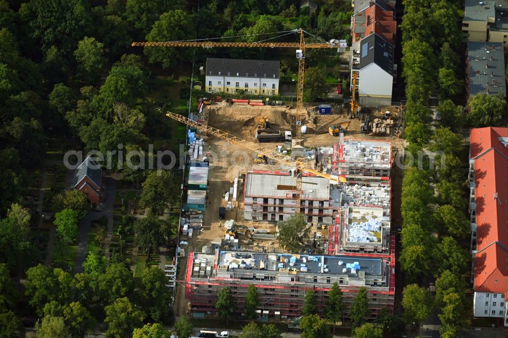 Aerial photograph Berlin - Construction site to build a new multi-family residential complex Lankwitzer Hofgaerten on Muehlenstrasse in the district Lankwitz in Berlin, Germany