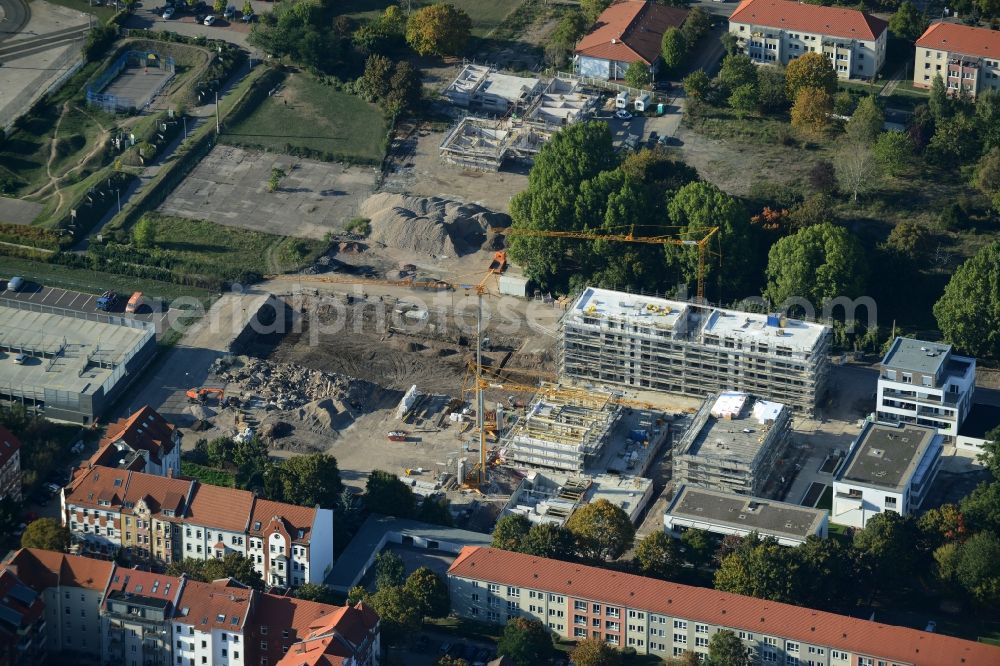 Aerial photograph Erfurt - Construction site to build a new multi-family residential complex Lassallestrasse in Johannesvorstadt in Erfurt in the state Thuringia