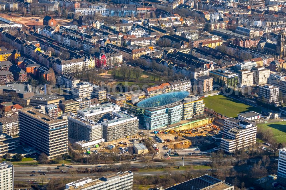 Düsseldorf from above - Construction site to build a new multi-family residential complex a??LaViea?? on Schwannstrasse in Duesseldorf in the state North Rhine-Westphalia, Germany