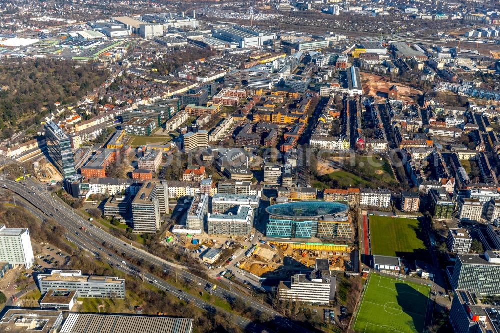 Aerial photograph Düsseldorf - Construction site to build a new multi-family residential complex a??LaViea?? on Schwannstrasse in Duesseldorf in the state North Rhine-Westphalia, Germany