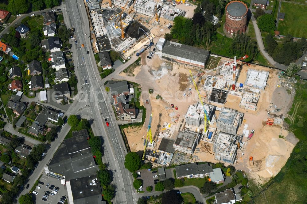 Aerial image Lübeck - Construction site to build a new multi-family residential complex on Ratzeburger Allee - Zum Wasserspeicher in Luebeck in the state Schleswig-Holstein, Germany