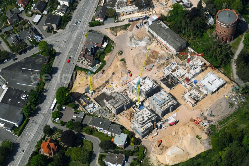 Lübeck from above - Construction site to build a new multi-family residential complex on Ratzeburger Allee - Zum Wasserspeicher in Luebeck in the state Schleswig-Holstein, Germany