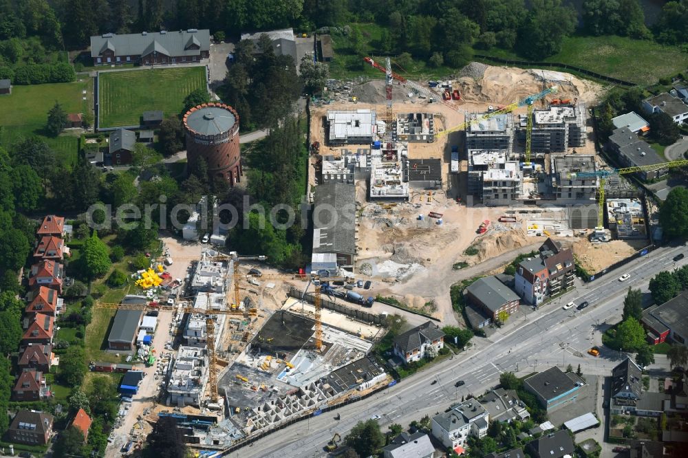 Aerial image Lübeck - Construction site to build a new multi-family residential complex on Ratzeburger Allee - Zum Wasserspeicher in Luebeck in the state Schleswig-Holstein, Germany