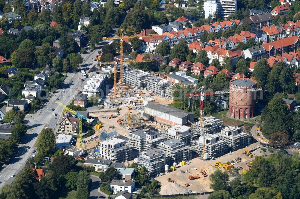 Aerial image Lübeck - Construction site to build a new multi-family residential complex on Ratzeburger Allee - Zum Wasserspeicher in Luebeck in the state Schleswig-Holstein, Germany