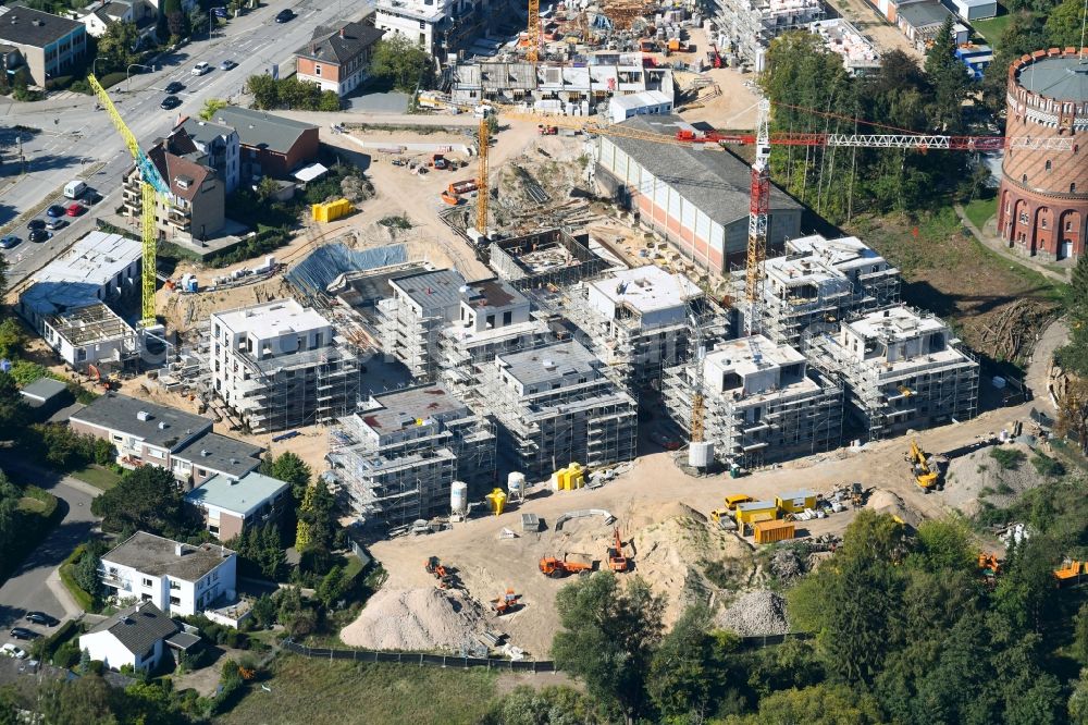 Aerial photograph Lübeck - Construction site to build a new multi-family residential complex on Ratzeburger Allee - Zum Wasserspeicher in Luebeck in the state Schleswig-Holstein, Germany