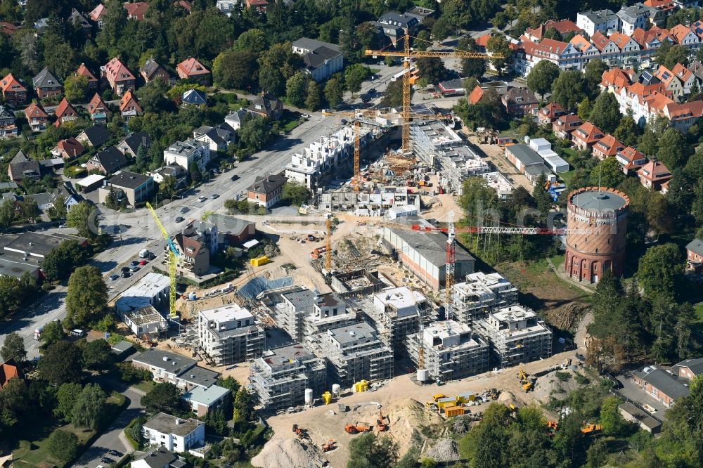 Lübeck from above - Construction site to build a new multi-family residential complex on Ratzeburger Allee - Zum Wasserspeicher in Luebeck in the state Schleswig-Holstein, Germany