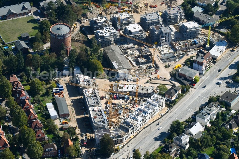 Aerial image Lübeck - Construction site to build a new multi-family residential complex on Ratzeburger Allee - Zum Wasserspeicher in Luebeck in the state Schleswig-Holstein, Germany