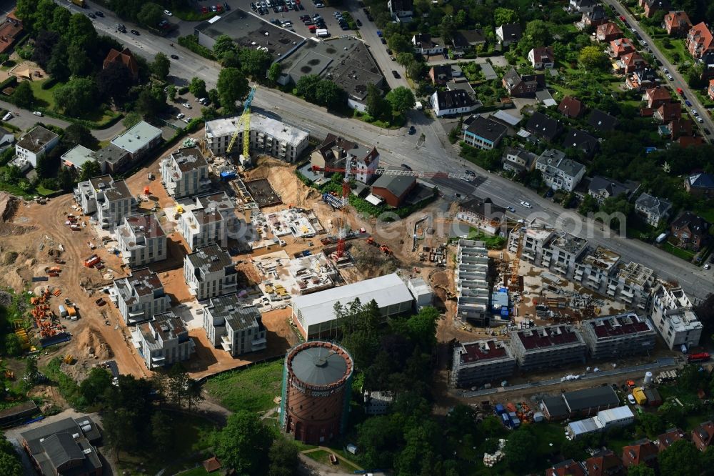 Aerial image Lübeck - Construction site to build a new multi-family residential complex on Ratzeburger Allee - Zum Wasserspeicher in Luebeck in the state Schleswig-Holstein, Germany