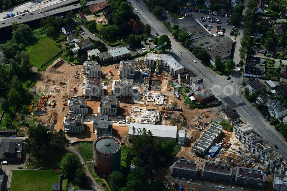 Aerial image Lübeck - Construction site to build a new multi-family residential complex on Ratzeburger Allee - Zum Wasserspeicher in Luebeck in the state Schleswig-Holstein, Germany