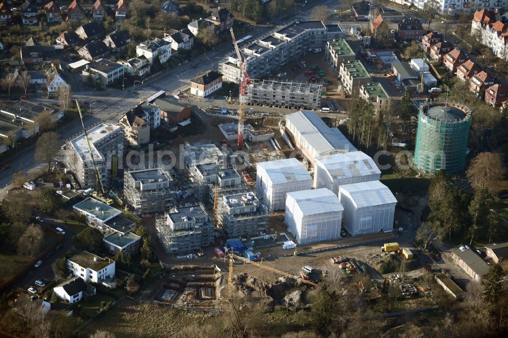 Aerial image Lübeck - Construction site to build a new multi-family residential complex on Ratzeburger Allee - Zum Wasserspeicher in Luebeck in the state Schleswig-Holstein, Germany