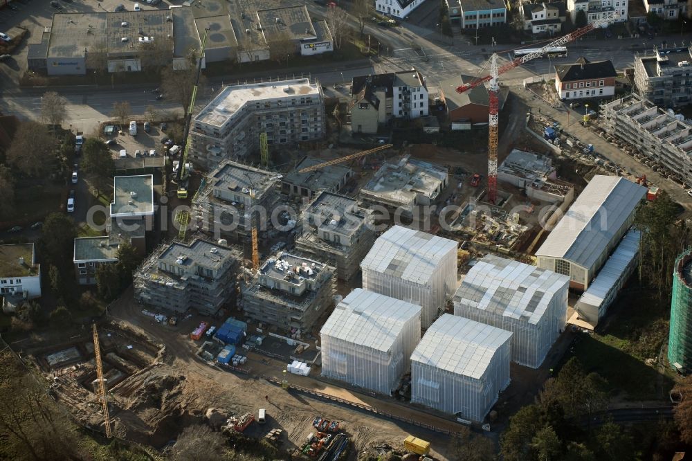 Aerial photograph Lübeck - Construction site to build a new multi-family residential complex on Ratzeburger Allee - Zum Wasserspeicher in Luebeck in the state Schleswig-Holstein, Germany