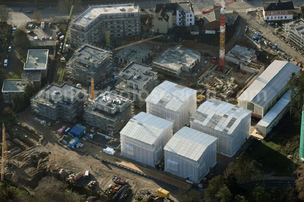 Lübeck from above - Construction site to build a new multi-family residential complex on Ratzeburger Allee - Zum Wasserspeicher in Luebeck in the state Schleswig-Holstein, Germany