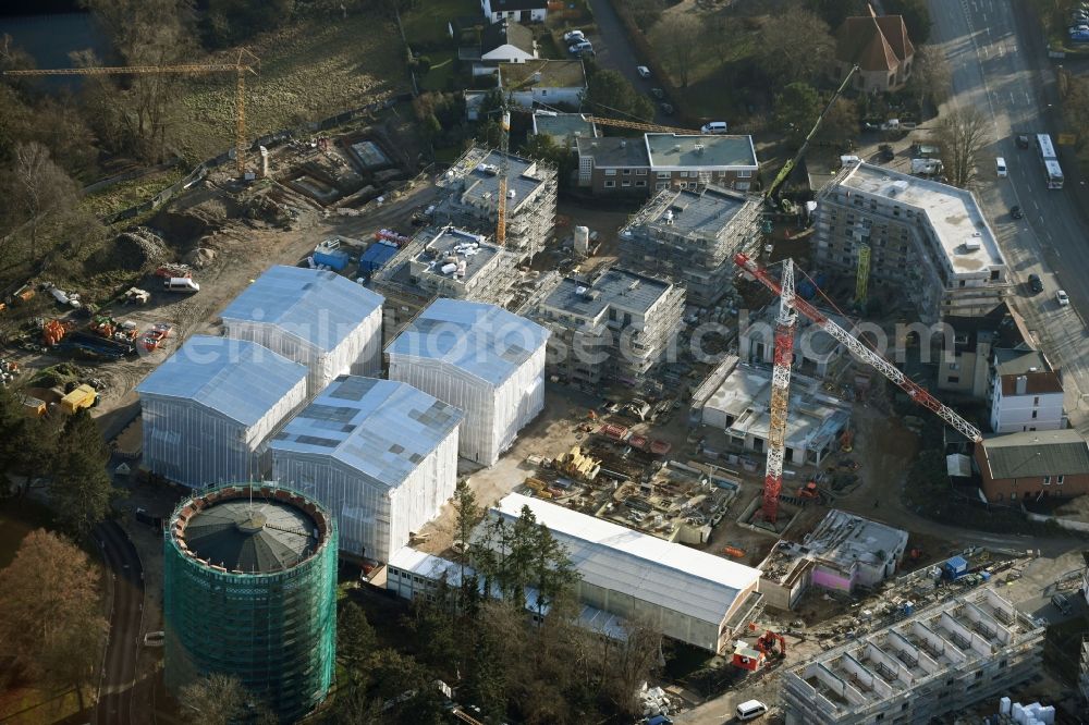 Aerial image Lübeck - Construction site to build a new multi-family residential complex on Ratzeburger Allee - Zum Wasserspeicher in Luebeck in the state Schleswig-Holstein, Germany