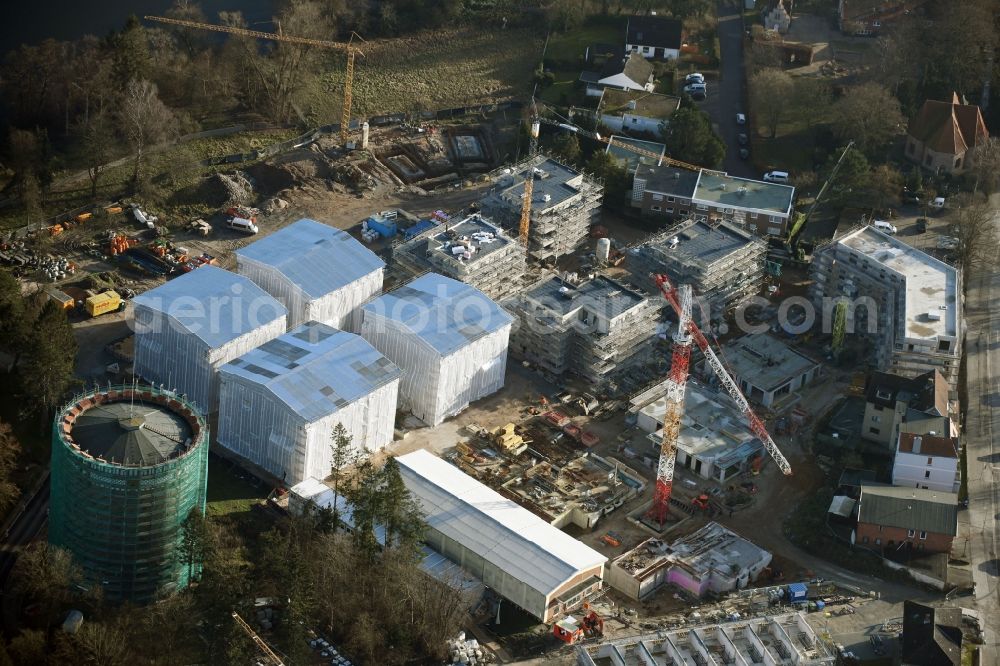 Aerial photograph Lübeck - Construction site to build a new multi-family residential complex on Ratzeburger Allee - Zum Wasserspeicher in Luebeck in the state Schleswig-Holstein, Germany