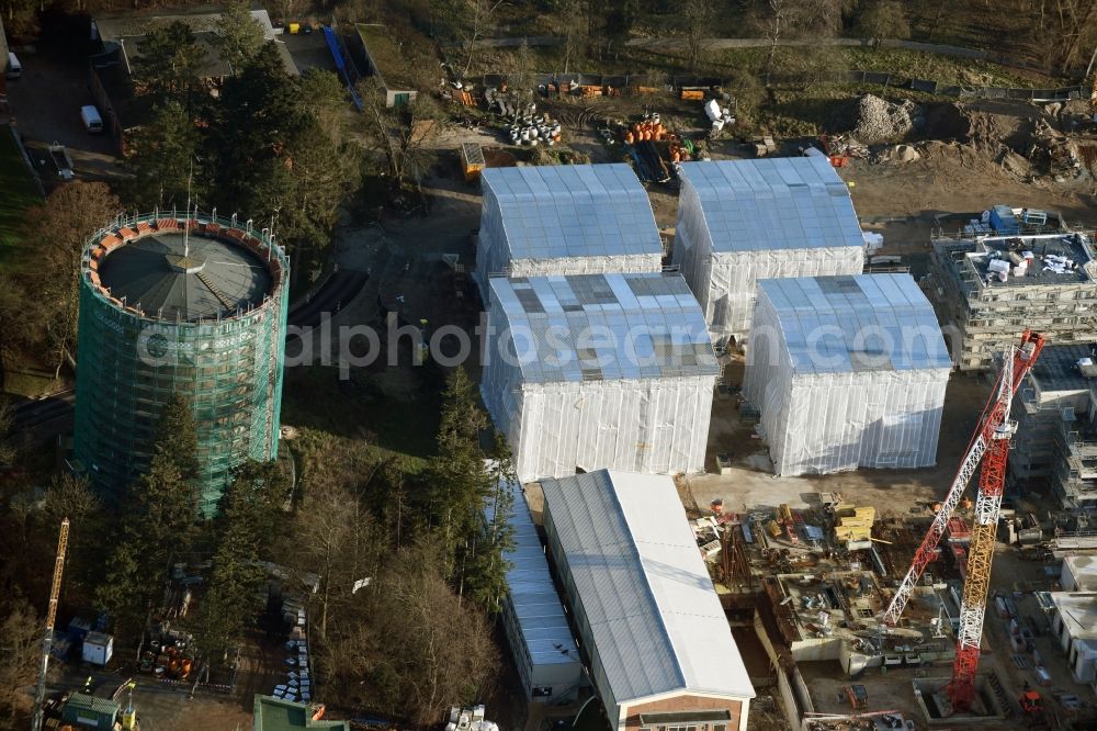 Lübeck from above - Construction site to build a new multi-family residential complex on Ratzeburger Allee - Zum Wasserspeicher in Luebeck in the state Schleswig-Holstein, Germany