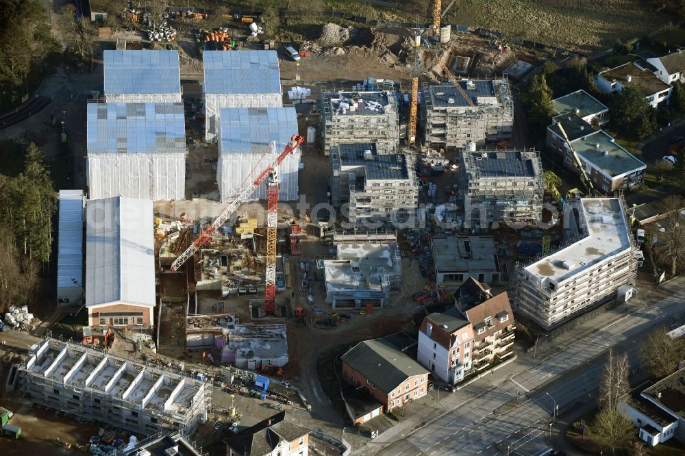 Aerial image Lübeck - Construction site to build a new multi-family residential complex on Ratzeburger Allee - Zum Wasserspeicher in Luebeck in the state Schleswig-Holstein, Germany