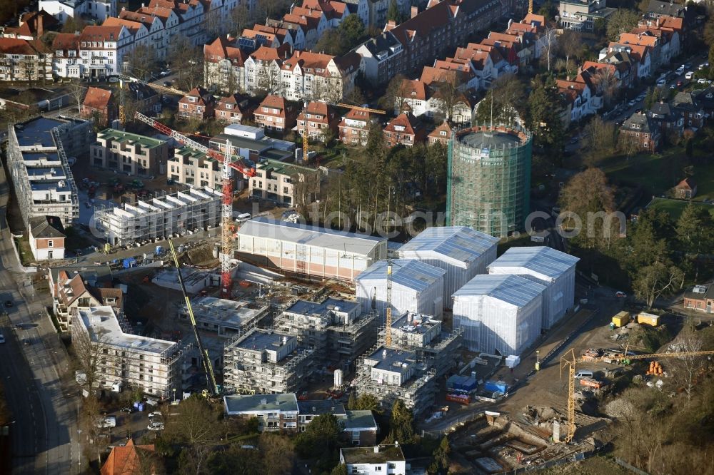 Aerial photograph Lübeck - Construction site to build a new multi-family residential complex on Ratzeburger Allee - Zum Wasserspeicher in Luebeck in the state Schleswig-Holstein, Germany