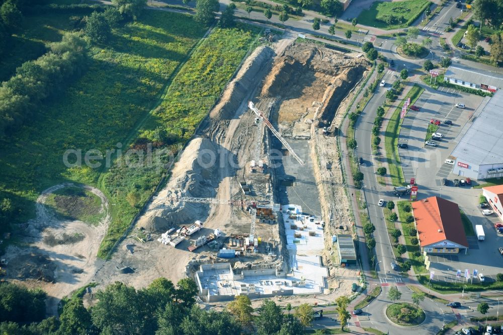 Aerial image Teltow - Construction site to build a new multi-family residential complex Lichterfelder Allee corner Schoenower Strasse in Teltow in the state Brandenburg, Germany