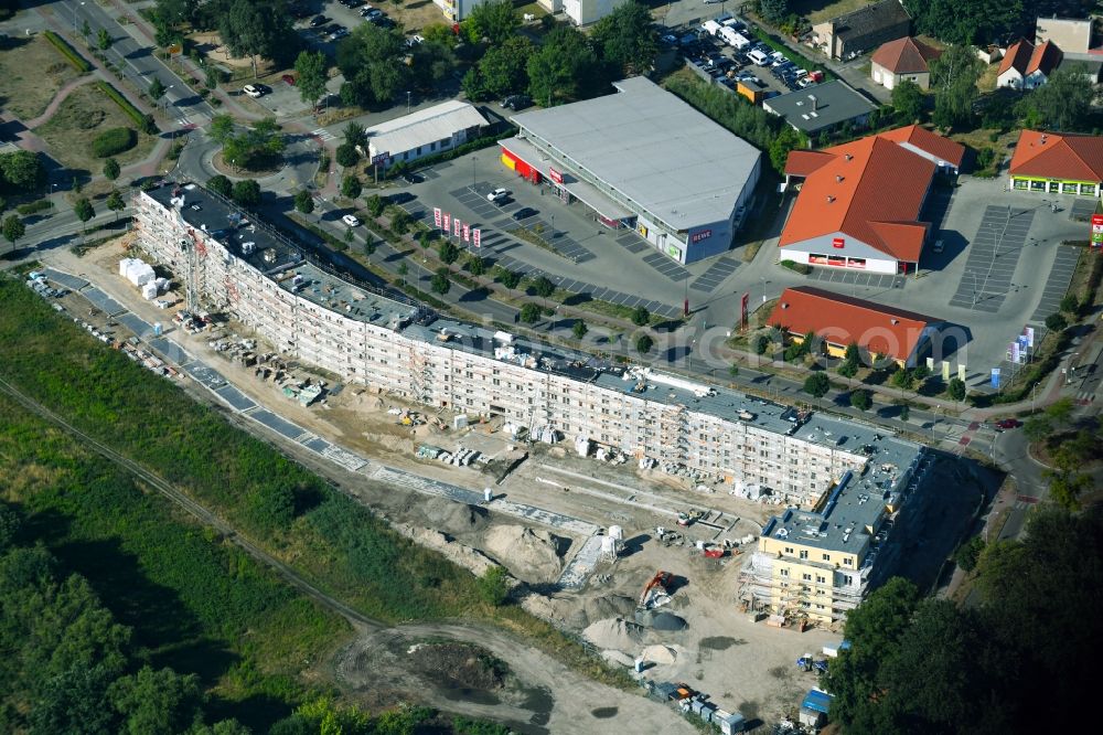 Aerial image Teltow - Construction site to build a new multi-family residential complex Lichterfelder Allee corner Schoenower Strasse in Teltow in the state Brandenburg, Germany