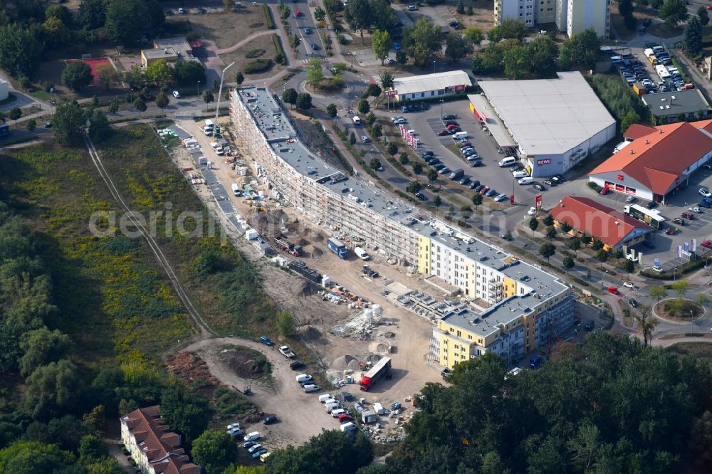 Aerial image Teltow - Construction site to build a new multi-family residential complex Lichterfelder Allee corner Schoenower Strasse in Teltow in the state Brandenburg, Germany