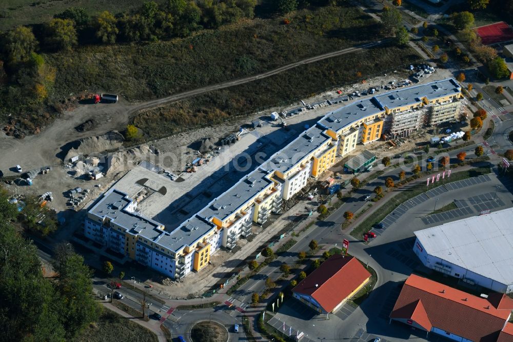 Aerial image Teltow - Construction site to build a new multi-family residential complex Lichterfelder Allee corner Schoenower Strasse in Teltow in the state Brandenburg, Germany