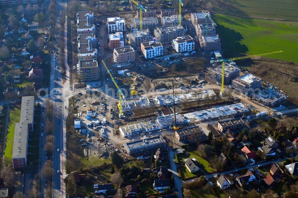 Aerial photograph Hamburg - Construction site to build a new multi-family residential complex Lohbruegger Gaerten of DEIN-HAUS Bautraegergesellschaft mbH in the district Lohbruegge in Hamburg, Germany