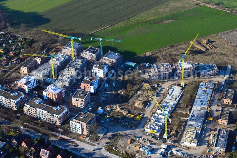 Hamburg from above - Construction site to build a new multi-family residential complex Lohbruegger Gaerten of DEIN-HAUS Bautraegergesellschaft mbH in the district Lohbruegge in Hamburg, Germany