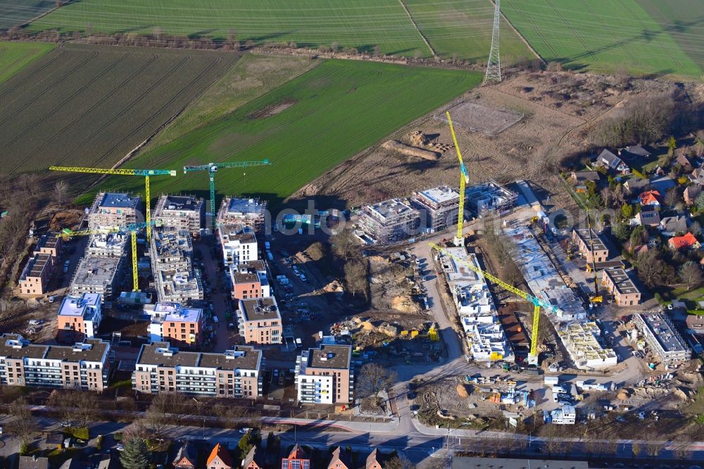 Aerial image Hamburg - Construction site to build a new multi-family residential complex Lohbruegger Gaerten of DEIN-HAUS Bautraegergesellschaft mbH in the district Lohbruegge in Hamburg, Germany