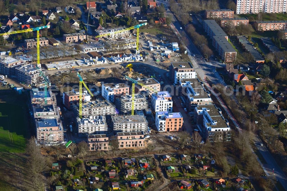 Hamburg from above - Construction site to build a new multi-family residential complex Lohbruegger Gaerten of DEIN-HAUS Bautraegergesellschaft mbH in the district Lohbruegge in Hamburg, Germany