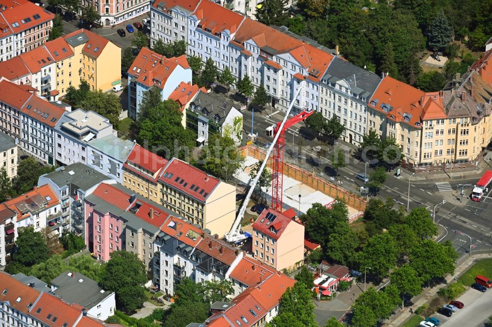 Aerial photograph Leipzig - Construction site to build a new multi-family residential complex on Magdalenenstrasse - Theresienstrasse - Wittenberger Strasse in Leipzig in the state Saxony, Germany