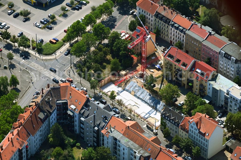 Aerial image Leipzig - Construction site to build a new multi-family residential complex on Magdalenenstrasse - Theresienstrasse - Wittenberger Strasse in Leipzig in the state Saxony, Germany