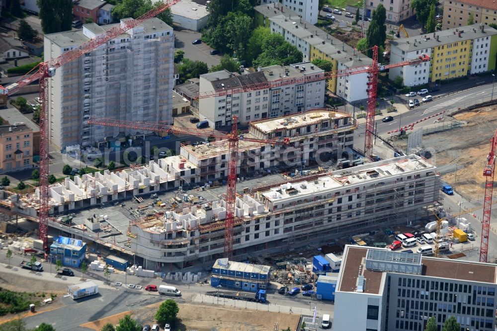 Aerial image Offenbach am Main - Construction site to build a new multi-family residential complex Mainstrasse on Main- River in Offenbach am Main in the state Hesse