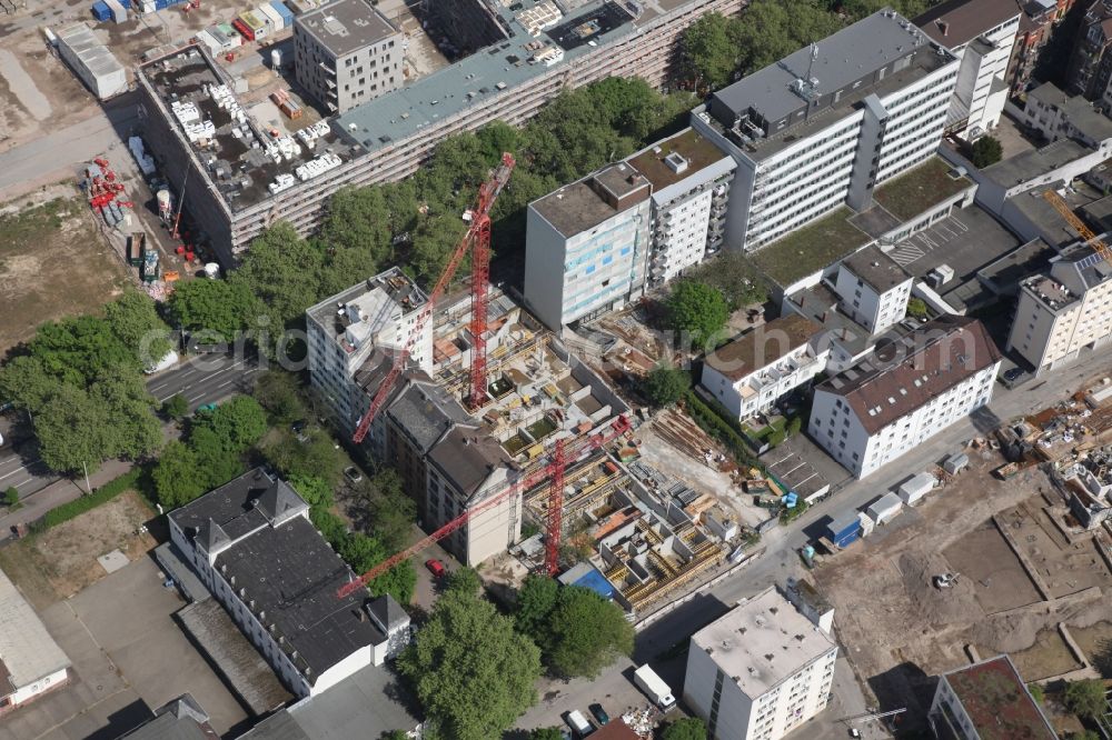 Mainz from above - Construction site to build a new multi-family residential complex in Mainz in the state Rhineland-Palatinate, Germany