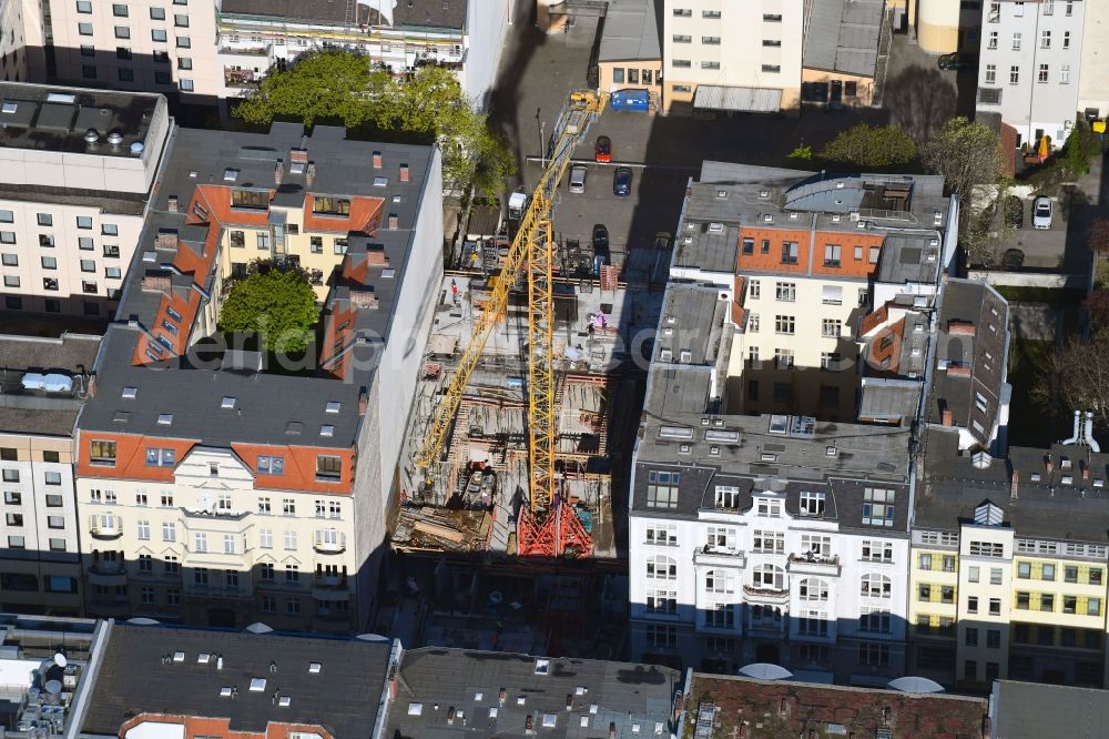 Aerial image Berlin - Construction site to build a new multi-family residential complex MARBURGER4 on Marburger Strasse in Berlin, Germany