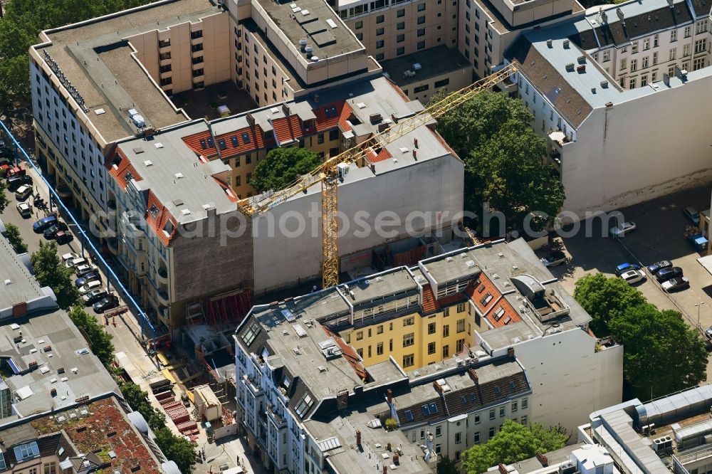 Aerial photograph Berlin - Construction site to build a new multi-family residential complex MARBURGER4 on Marburger Strasse in Berlin, Germany