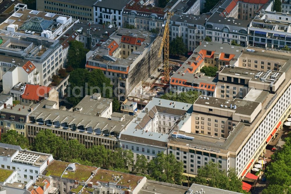 Berlin from above - Construction site to build a new multi-family residential complex MARBURGER4 on Marburger Strasse in Berlin, Germany