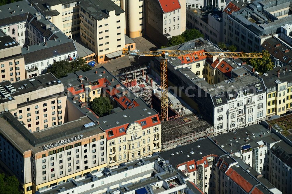 Aerial image Berlin - Construction site to build a new multi-family residential complex MARBURGER4 on Marburger Strasse in Berlin, Germany