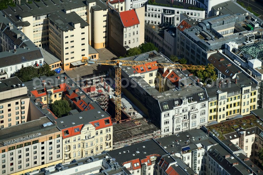 Aerial photograph Berlin - Construction site to build a new multi-family residential complex MARBURGER4 on Marburger Strasse in Berlin, Germany