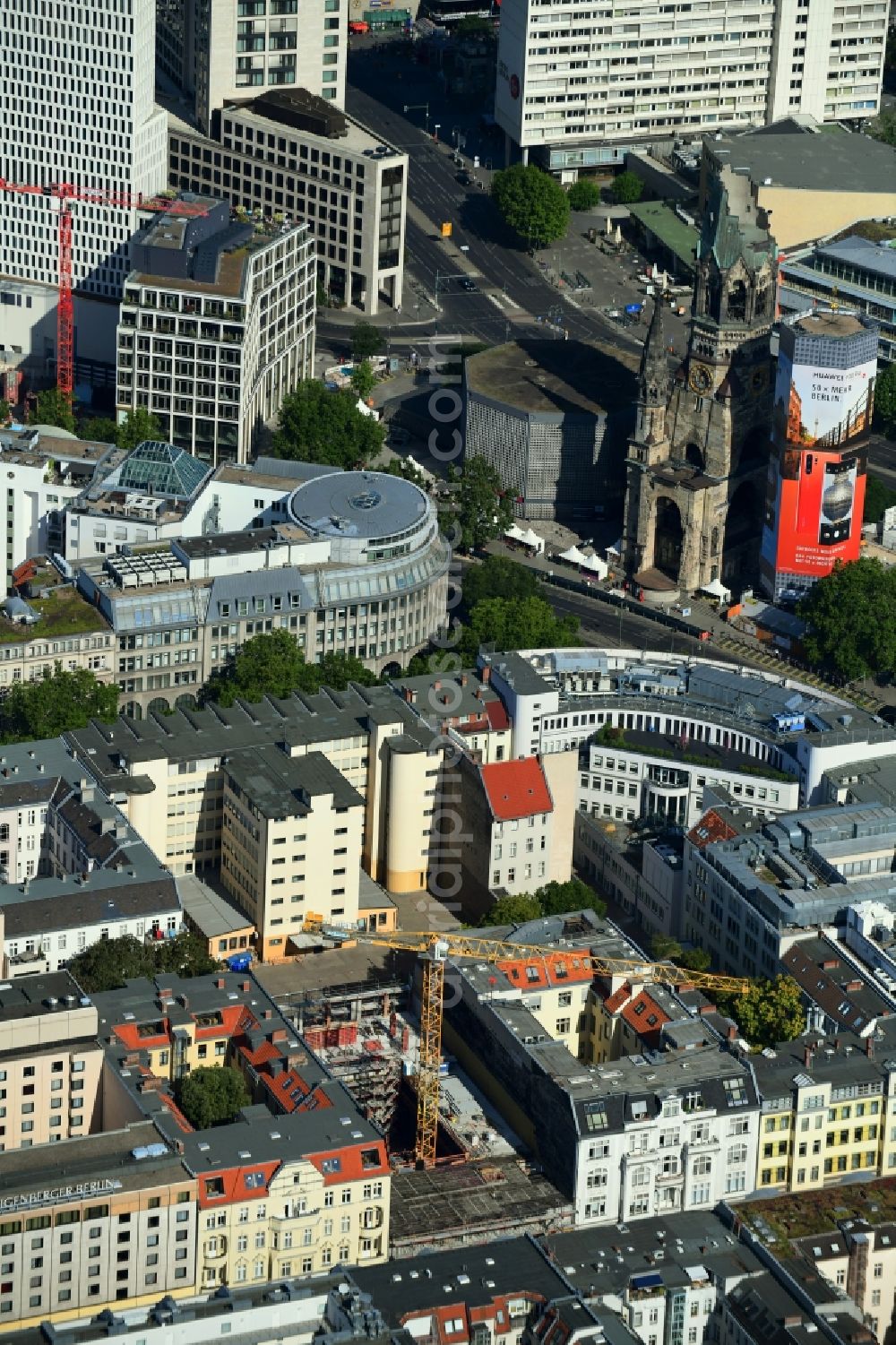 Berlin from above - Construction site to build a new multi-family residential complex MARBURGER4 on Marburger Strasse in Berlin, Germany