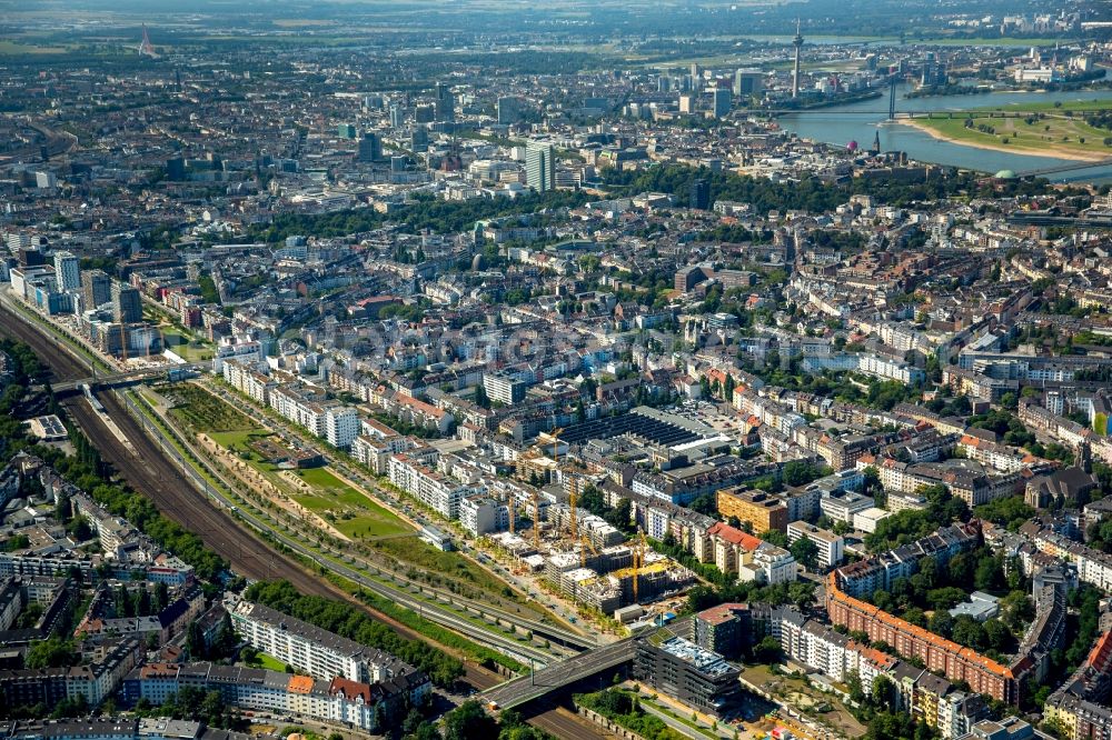 Düsseldorf from above - Construction site to build a new multi-family residential complex Le Quartier Central at the Marc-Chagall-street in Duesseldorf in the state North Rhine-Westphalia