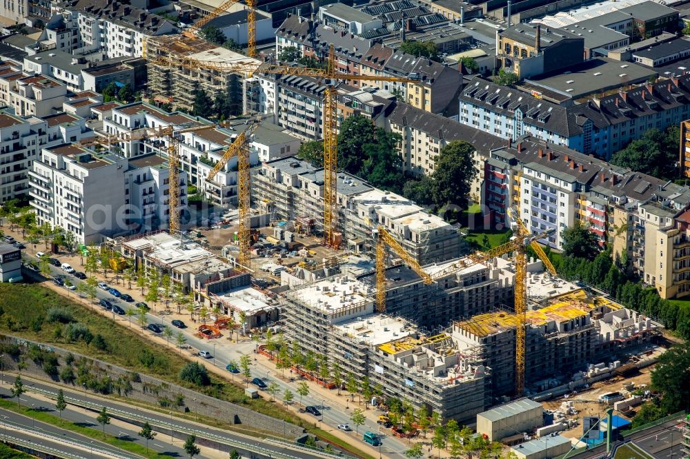 Düsseldorf from above - Construction site to build a new multi-family residential complex Le Quartier Central at the Marc-Chagall-street in Duesseldorf in the state North Rhine-Westphalia