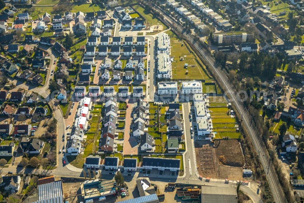 Essen from above - Construction site to build a new multi-family residential complex Mariannenbahn - Gartbecke in Essen in the state North Rhine-Westphalia, Germany