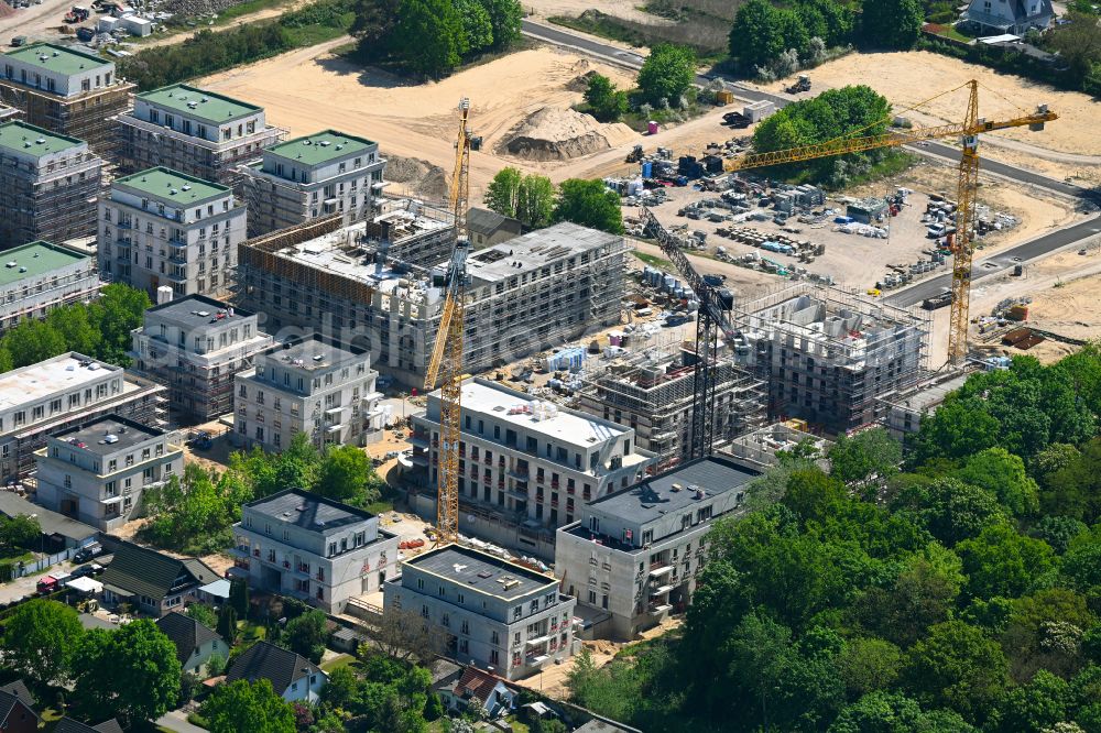 Berlin from above - Construction site to build a new multi-family residential complex Marienufer on street Wendenschlossstrasse in the district Koepenick in Berlin, Germany