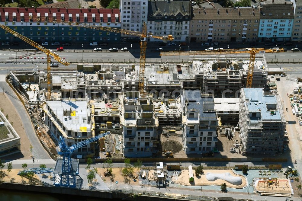 Aerial photograph Offenbach am Main - Construction site to build a new multi-family residential complex Marina Gardens on Nordring in the district Nordend in Offenbach am Main in the state Hesse, Germany