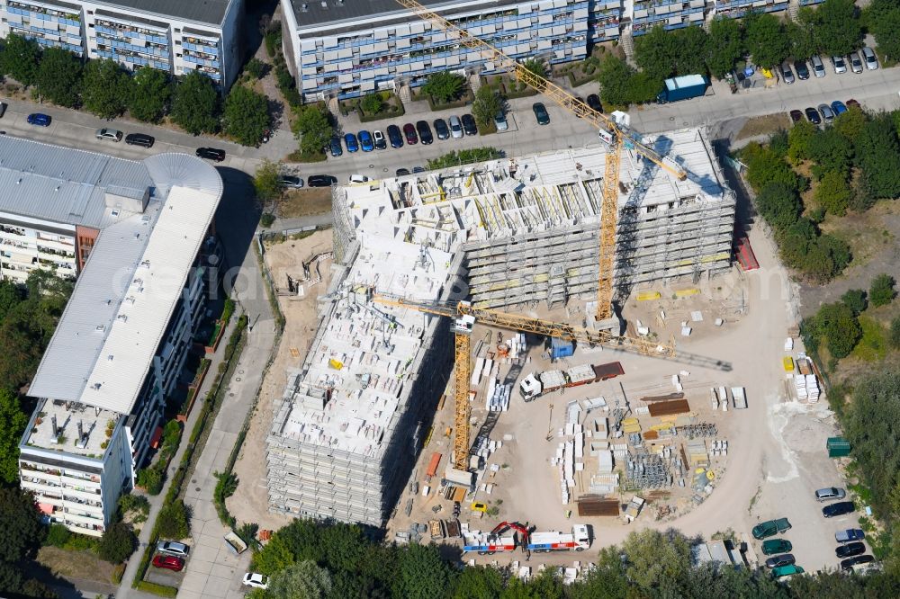 Berlin from above - Construction site to build a new multi-family residential complex Martin-Riesenburger-Strasse in the district Hellersdorf in Berlin, Germany